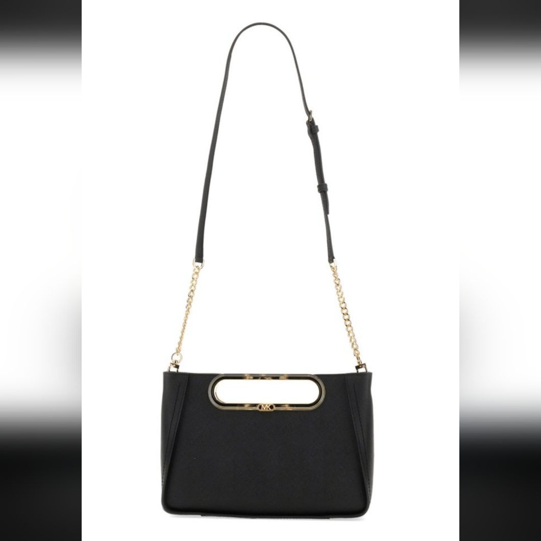 Michael Kors Large Chelsea Saffiano Leather Convertible Clutch In Black.